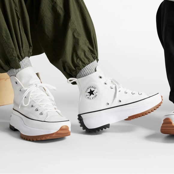 Converse Run Star Hike High Platform White Black Canvas Gum Brown size 7 NEW - Picture 2 of 6